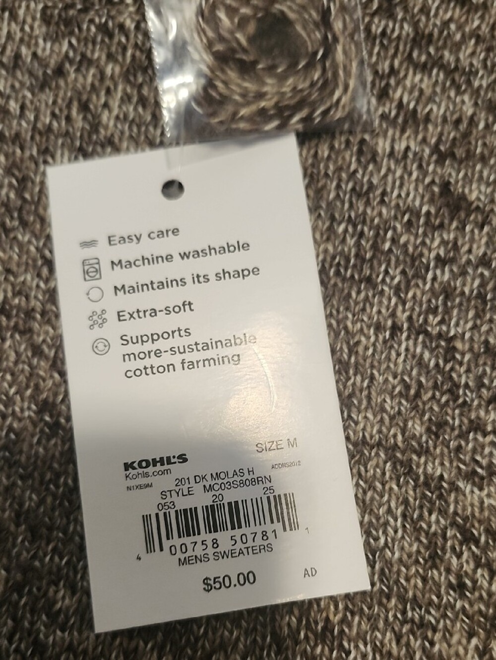 croft & barrow Men's Crewneck Sweater in Heather Brown Medium M - Picture 3 of 7